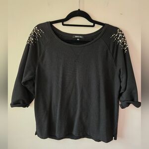 Relativity Black Studded Shoulder Sweatshirt - Size Large